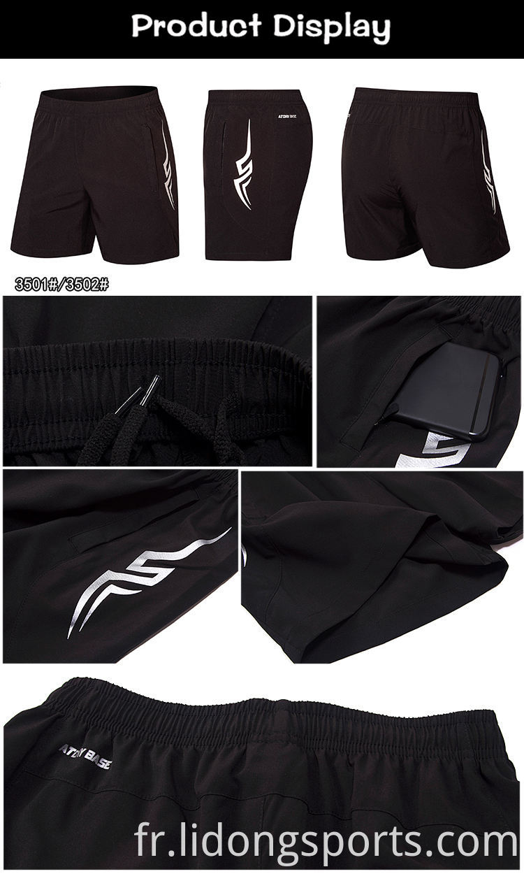 Vêtements noirs en gros Unisexe Unisex Dry Running Clothing LEGGings Sport Fitness Gym Shorts